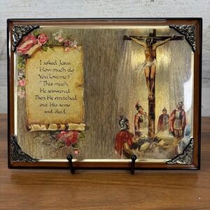 Catholic Crucifix Wall Cross, Jesus Christ Wood Home Decor, Religious 9"‎ x 7"